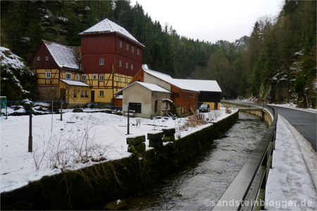 Das Gasthaus Buschmühle im Kirnitzschtal.