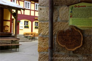 Hochwassermarke in der Buschmühle