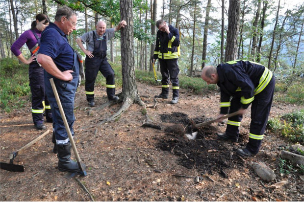 Feuerwehrleute auf dem Alten Wildenstein