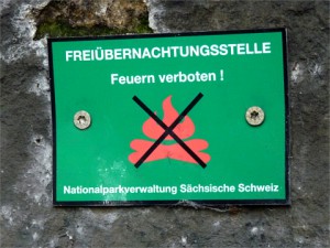 Hinweisschild fürs Boofen