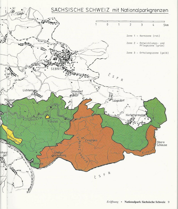 Alte Nationalparkkarte mit Kernzone