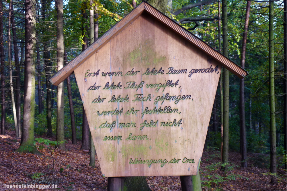 Schild mit Weissagung der Cree-Indianer