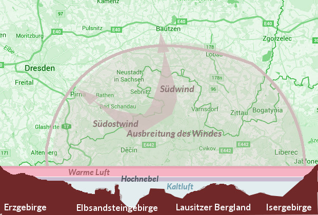 Wetterkarte vom Böhmischen Wind