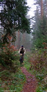 Mathias Abfahrt über holprige Waldpfade