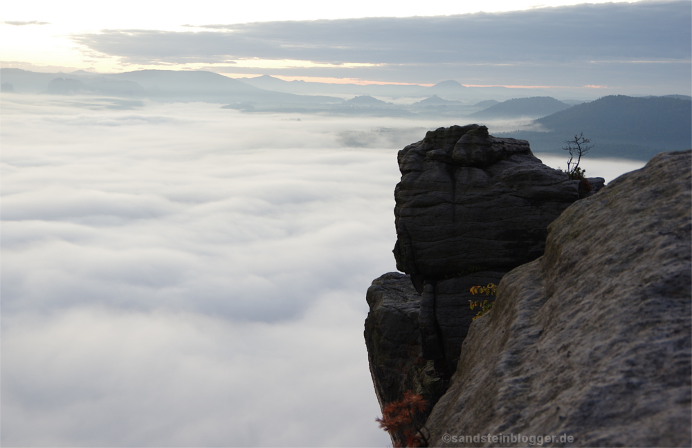 Lilienstein im Morgennebel