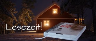 Hütte im Schnee, eingeblendet ein Buch